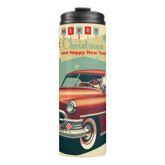  rode auto & kerstman thermosbeker (Voorkant)