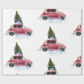  rode auto | kerstpapier cadeaupapier (Vlak)