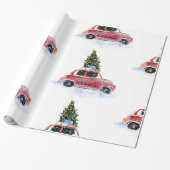  rode auto | kerstpapier cadeaupapier (Uitgerold)