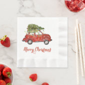  rode auto kerstpapier servetten (Insitu)