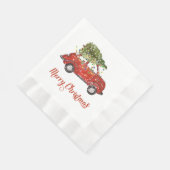  rode auto kerstpapier servetten (Hoek)