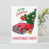  rode auto kerstvakantie kaart (Staand voorkant)