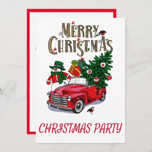  rode auto kerstvakantie kaart (Voorkant / Achterkant)