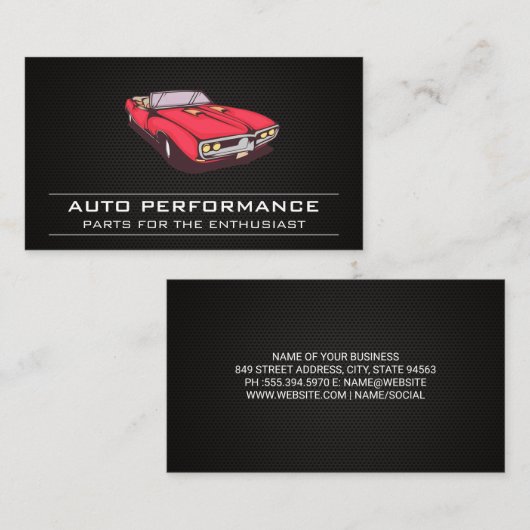 Rode auto | Koolstofvezel Visitekaartje (Voorkant / Achterkant)