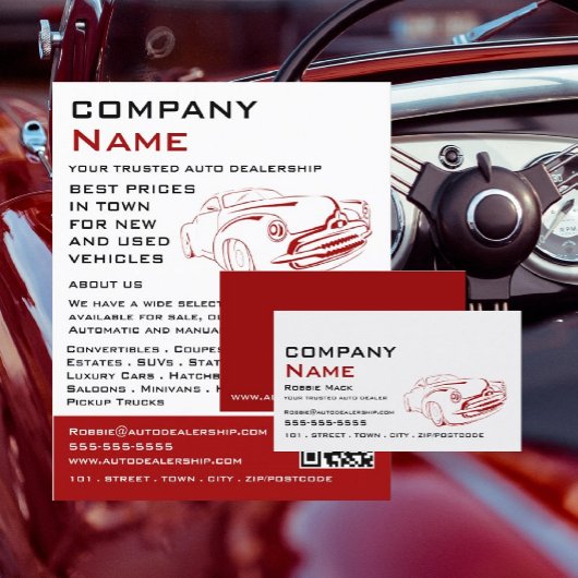 Rode auto Logo, Auto Dealership Adverteren Flyer