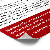 Rode auto Logo, Auto Dealership Adverteren Poster (Hoek)