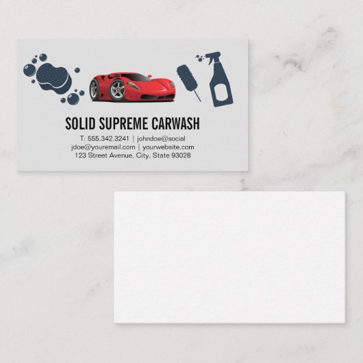 Rode auto Logo | Autowasgereedschap Visitekaartje (Voorkant / Achterkant)