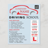 Rode auto Logo, Rijschool, Instructeur Advert Flyer (Voorkant)