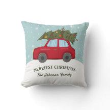 Rode auto met boom, het liefste kerstfeest