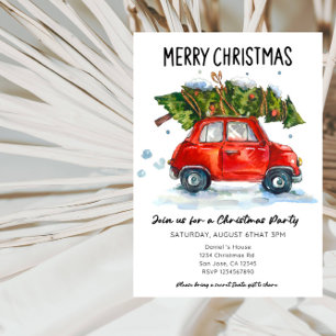 rode auto met cadeaus Holiday Party Kaart