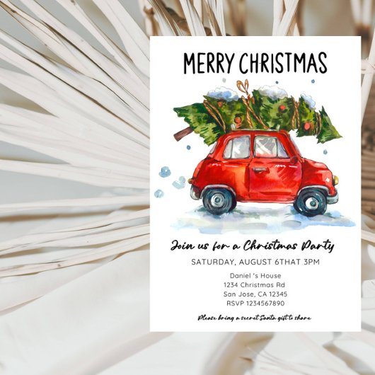 rode auto met cadeaus Holiday Party Kaart