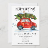  rode auto met cadeaus Holiday Party Kaart (Voorkant)