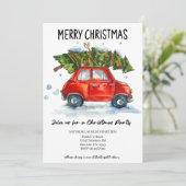  rode auto met cadeaus Holiday Party Kaart (Staand voorkant)
