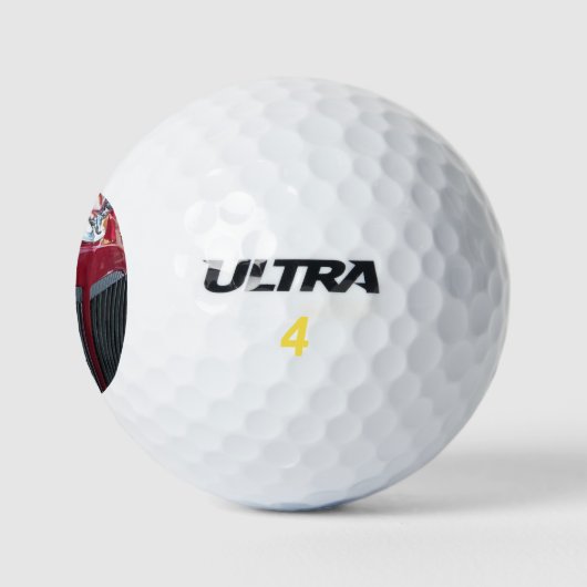  rode auto met chroom ornament golfballen (Logo)