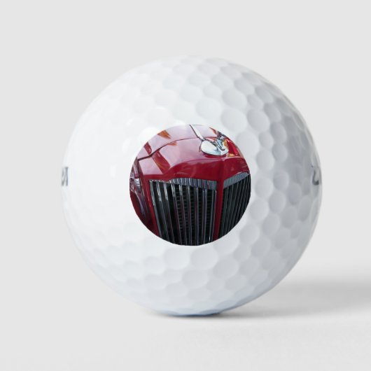  rode auto met chroom ornament golfballen (Voorkant)