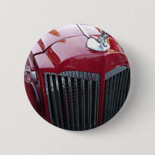 rode auto met chroom ornament ronde button 5,7 cm