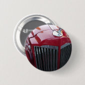 rode auto met chroom ornament ronde button 5,7 cm (Voorkant /achterkant)