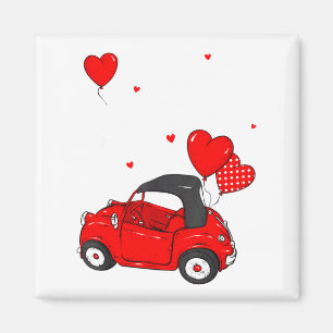 Rode auto met harten Fijne Valentijnsdag Cadeaus V Magneet