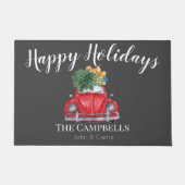 Rode auto met kerstboom  deurmat (Voorkant)