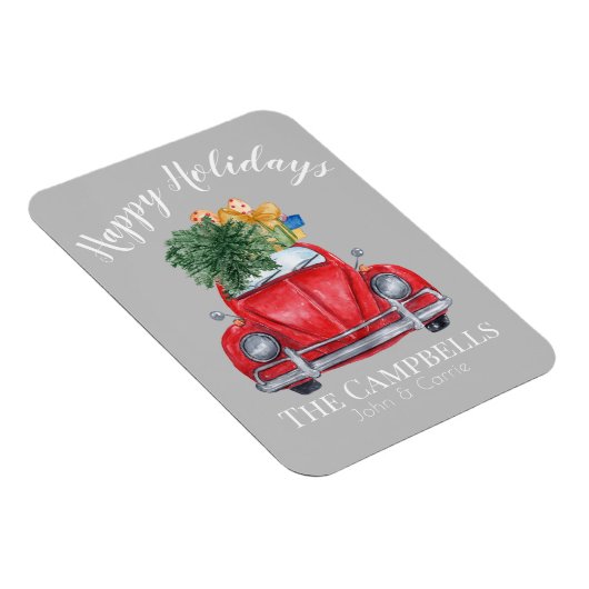 Rode auto met kerstboom  magneet (Rechterzijde)