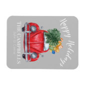 Rode auto met kerstboom  magneet (Horizontaal)