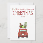 Rode auto met kerstcadeaukaartje feestdagenkaart (Achterkant)