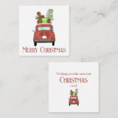 Rode auto met kerstcadeaukaartje informatiekaartje (Voorkant / Achterkant)
