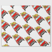 Rode auto met kerstcadeaupapier cadeaupapier (Vlak)