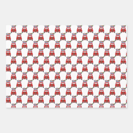 Rode auto met kerstcadeaupapier inpakpapier vel (Voorkant)