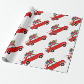 Rode auto met kerstcadeaus cadeaupapier (Uitgerold)