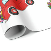 Rode auto met kerstcadeaus cadeaupapier (Rol Hoek)