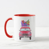 Rode auto met kerstcadeaus Waterverf Mok (Links)
