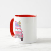 Rode auto met kerstcadeaus Waterverf Mok (Voorkant links)