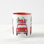 Rode auto met kerstcadeautjes Mok (Midden)