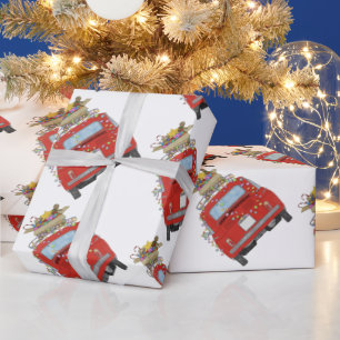 Rode auto met kerstcadeautjes Verpakkingspapier Cadeaupapier