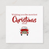 Rode auto met kerstkaartje informatiekaartje (Achterkant)