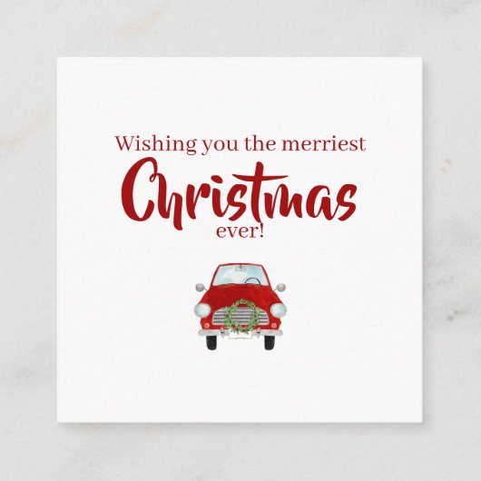 Rode auto met kerstkaartje informatiekaartje (Achterkant)