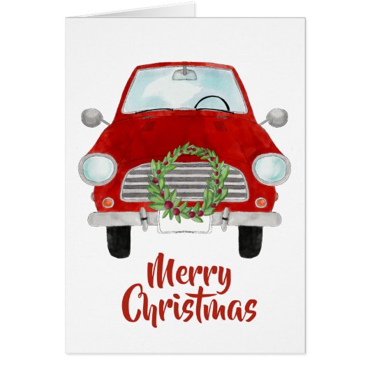 Rode auto met kerstmat (Voorkant)