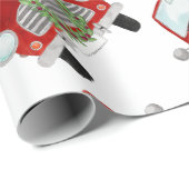 Rode auto met kerstpapier voor het ompakken van bo cadeaupapier (Rol Hoek)