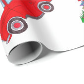 Rode auto met Waterverf voor kerstbomen Cadeaupapier (Rol Hoek)