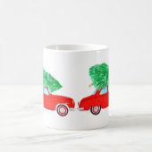 Rode auto met Waterverf voor kerstbomen Koffiemok (Center)