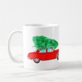Rode auto met Waterverf voor kerstbomen Koffiemok (Links)