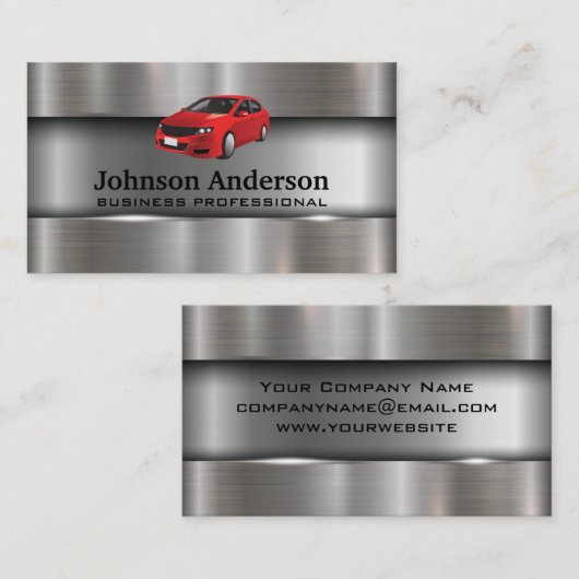 Rode auto | Metaal Visitekaartje (Voorkant / Achterkant)