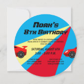 Rode auto race auto kind verjaardagsfeestje uitnod kaart (Achterkant)