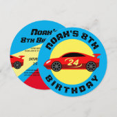 Rode auto race auto kind verjaardagsfeestje uitnod kaart (Voorkant / Achterkant)