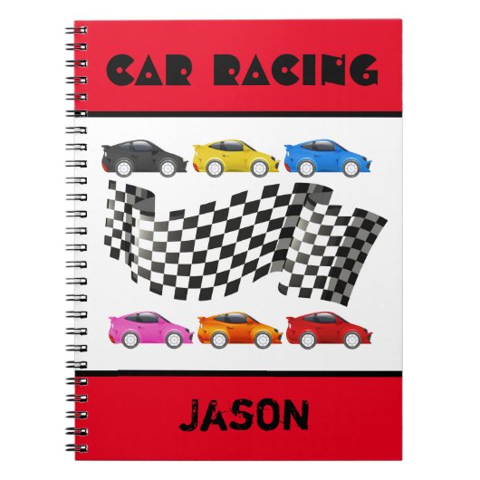 Rode Auto Racing Spiraal Notebook Notitieboek (Voorkant)