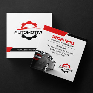 Rode Auto Reparatie Auto Onderdelen Vierkante Visitekaartje