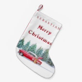  RODE AUTO Snowy Trees Custom Christmas Kleine Kerstsok (Voorkant (Hangend))