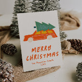  rode auto truck funky Abstracte kerst Feestdagenkaart