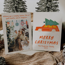  rode auto truck funky Abstracte kerst Feestdagenkaart